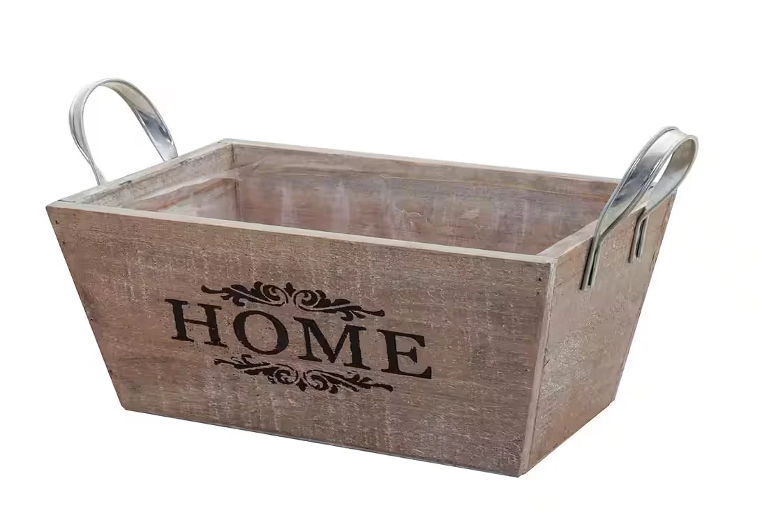 Dekorative FSC-Holzkiste „HOME“ – Grau