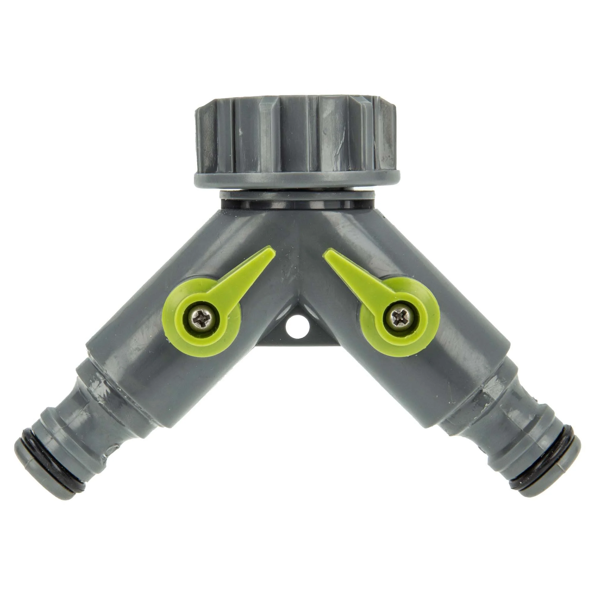 Hydro-Fit 3-Wege-Verteiler mit Absperrhähnen – PVC-U, Grau/Grün