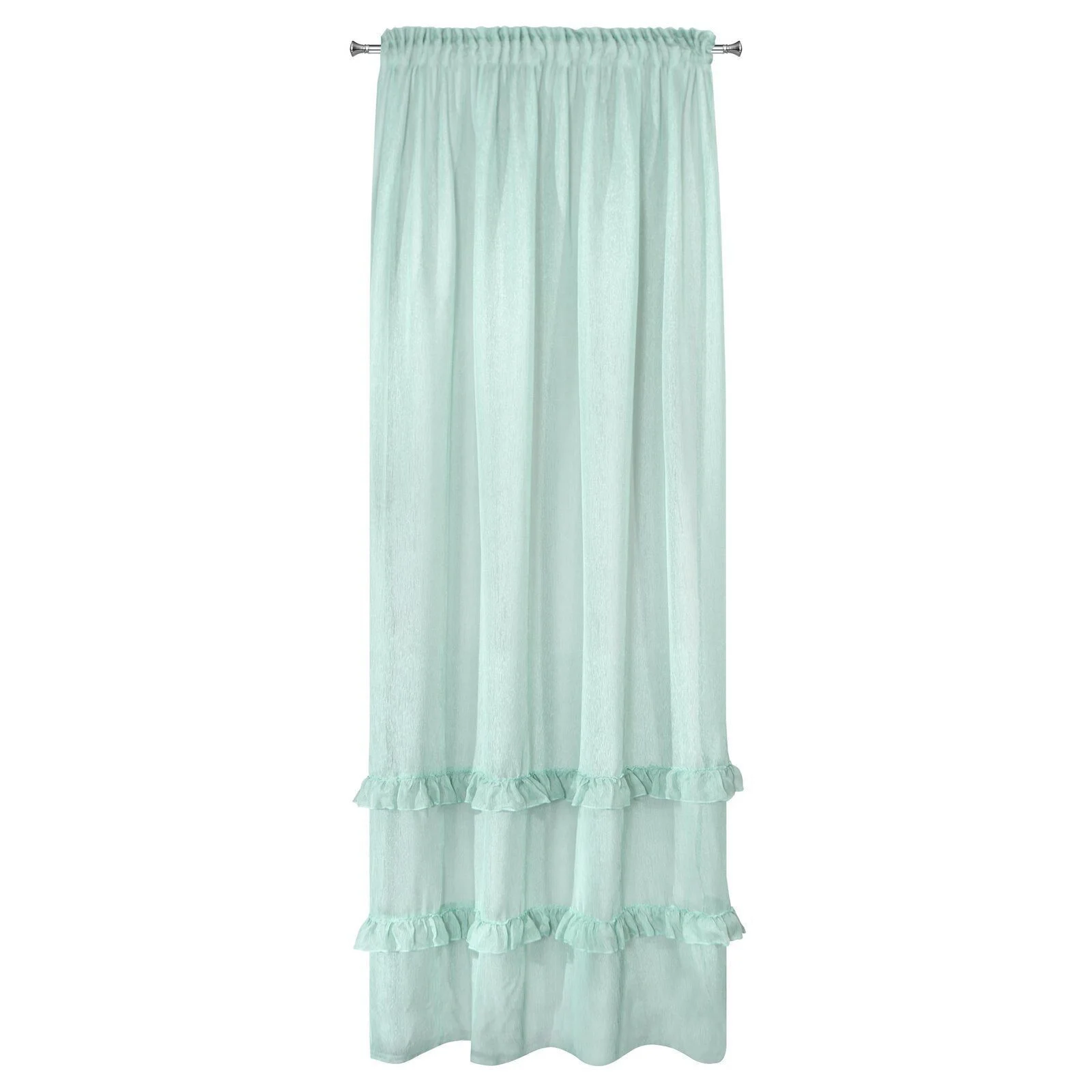 BOHO Vorhang "Lorena Minze" – Kräuselband, 100% Polyester