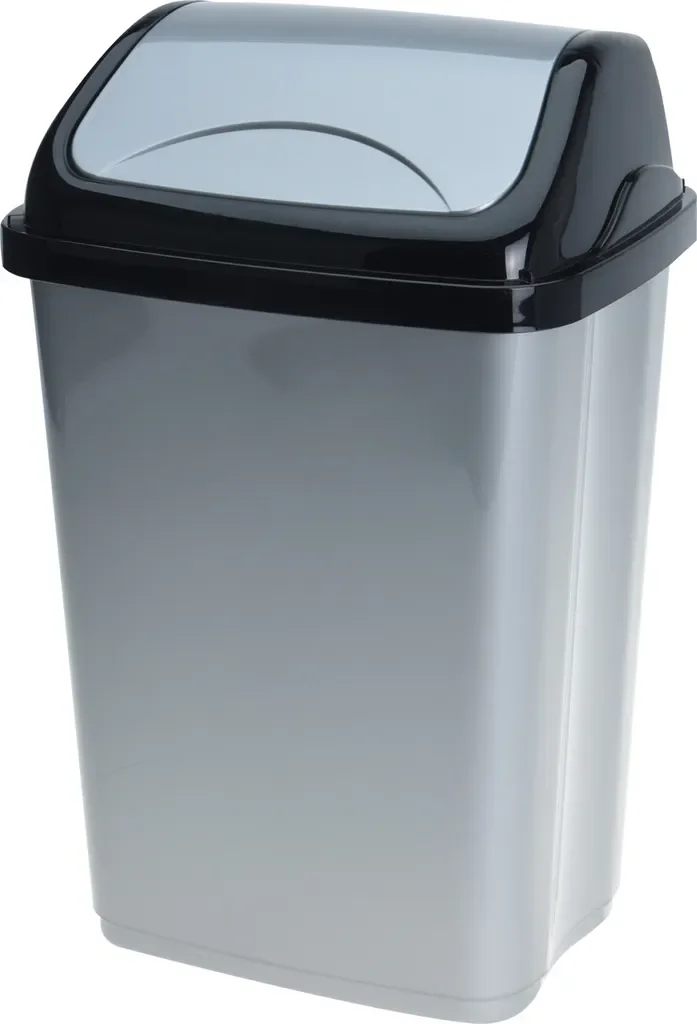 Excellent Houseware Abfalleimer 5 L – Schwarz/Grau, Kunststoff mit Schwingdeckel