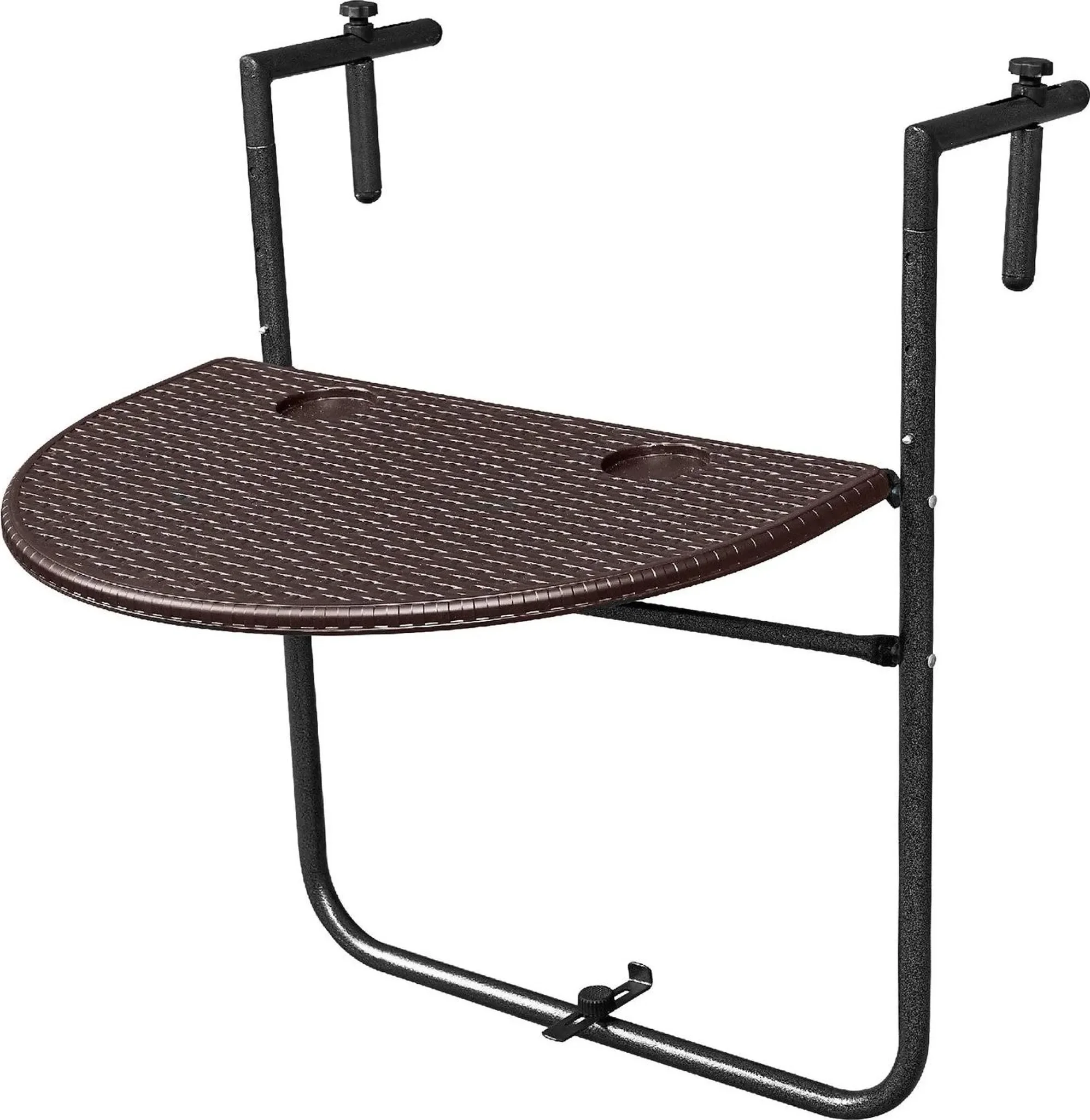 Klappbarer Balkonhängetisch – Braun, höhenverstellbar