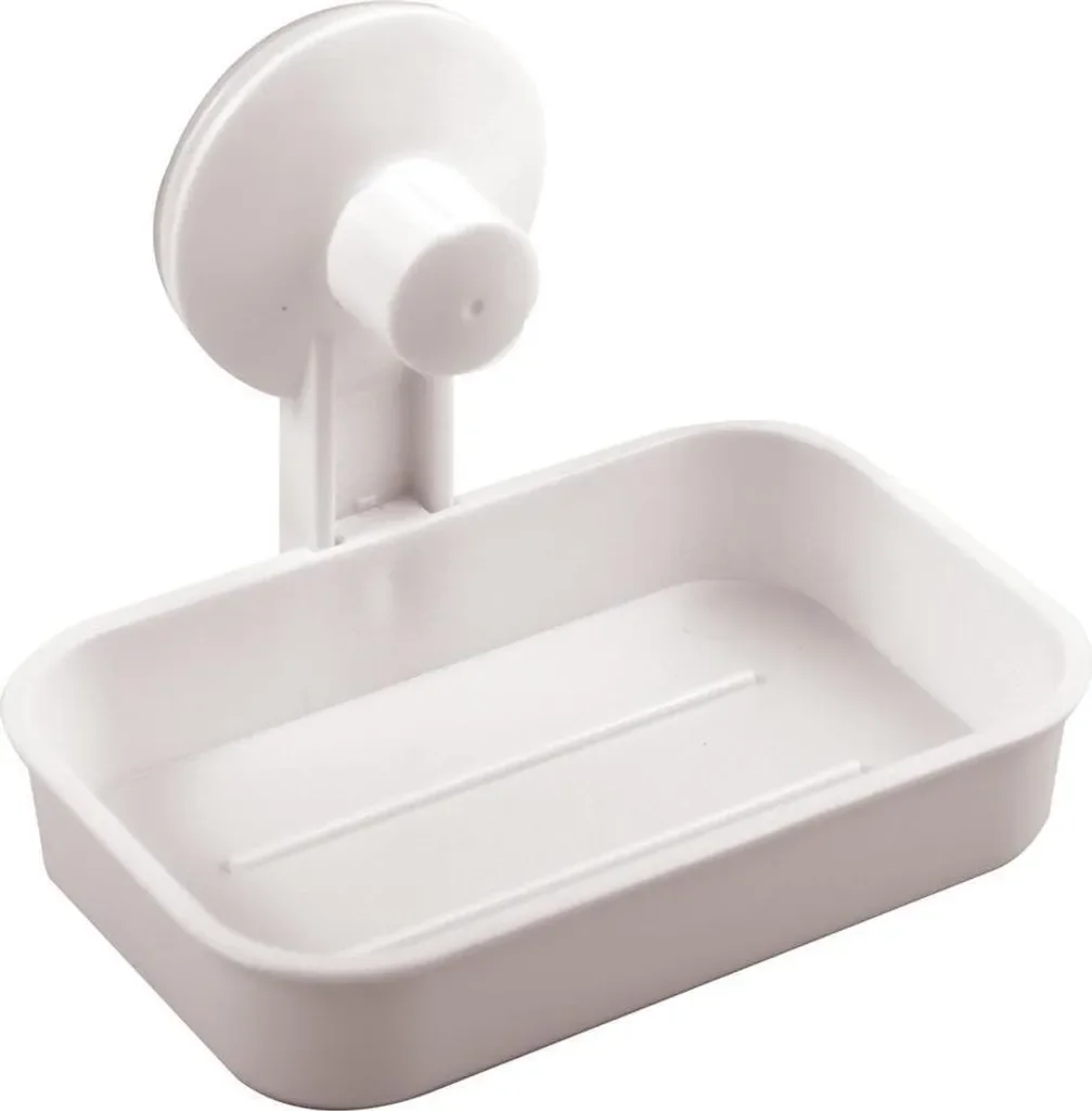 MSV Seifenschale Weiß – Seifenablage zum Hängen mit Saugnäpfen
