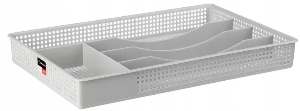 Besteckschubladeneinsatz ELLY – Durchbrochen, Grau, 33 x 21 cm