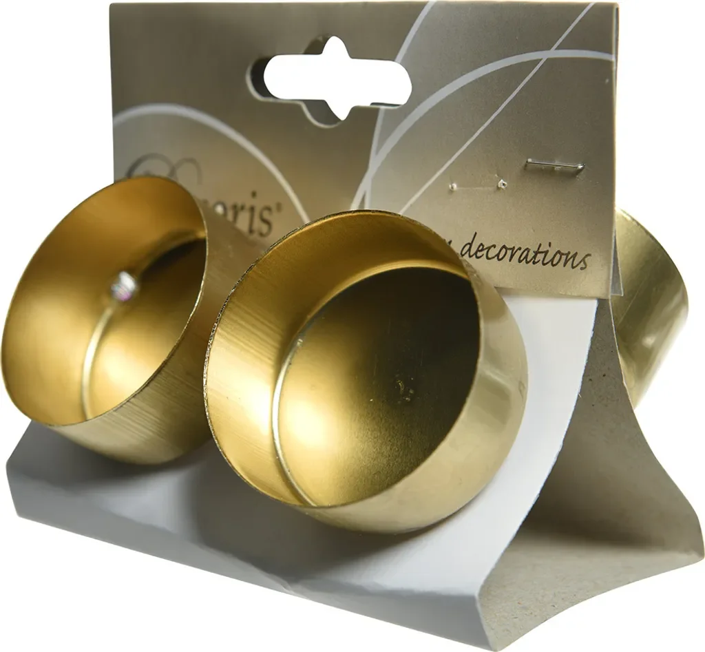 Kaemingk Teelichthalter Adventskranz Metall 4,2 cm mit Dorn – hellgold, 4 Stück