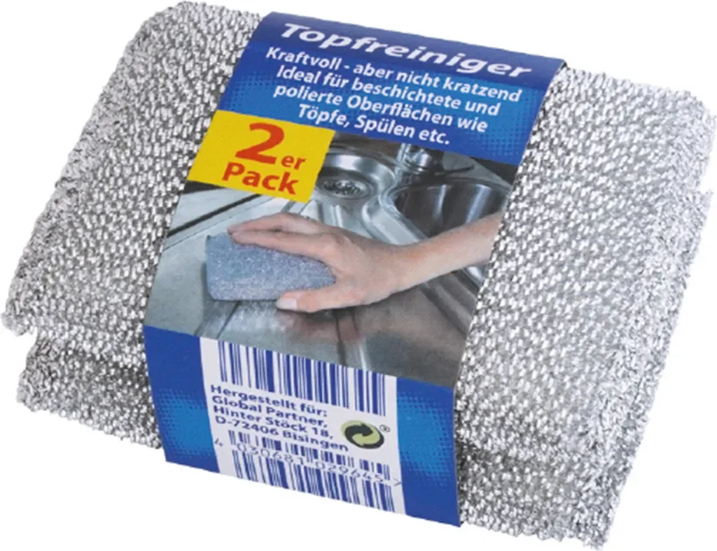 Topfschwamm 2er-Set – Silberfarbene, kraftvolle & kratzfreie Reiniger