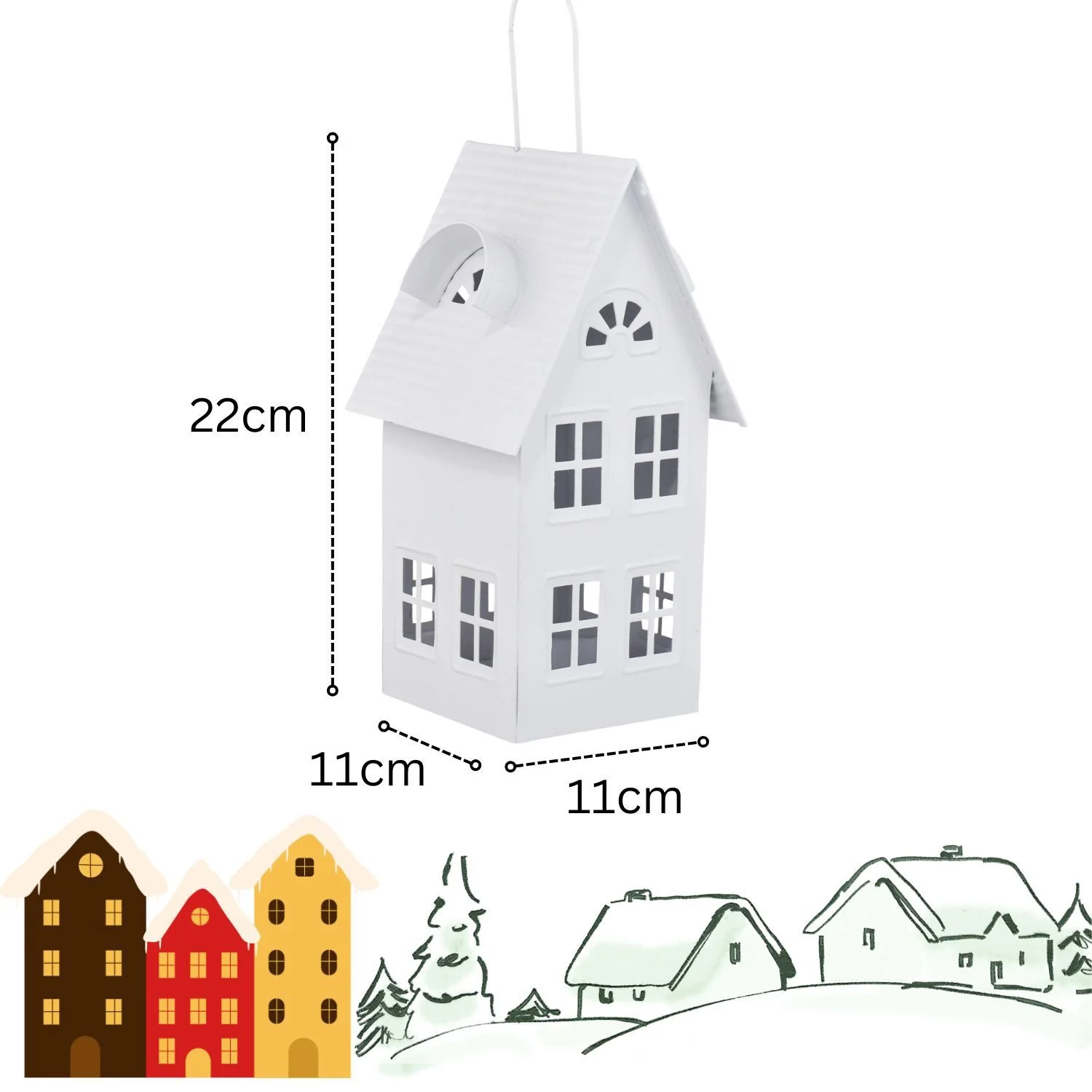 Teelichthalter Häuserzeile Calibri Weiß – Scandi Chic